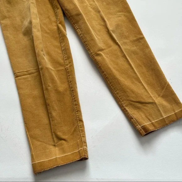 Vintage High Waisted Golden Yellow Corduroy Flat Back Pants size 6P - Picture 2 of 7